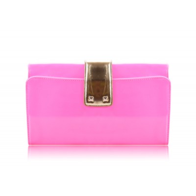 Elegant Style Women's Clutch With Patent Leather and Color Block Design